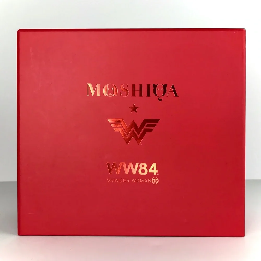 MOSHIQA Red Wonder Woman Dog Bowl Dish Ceramic WW84 22kt Gold Star Christmas